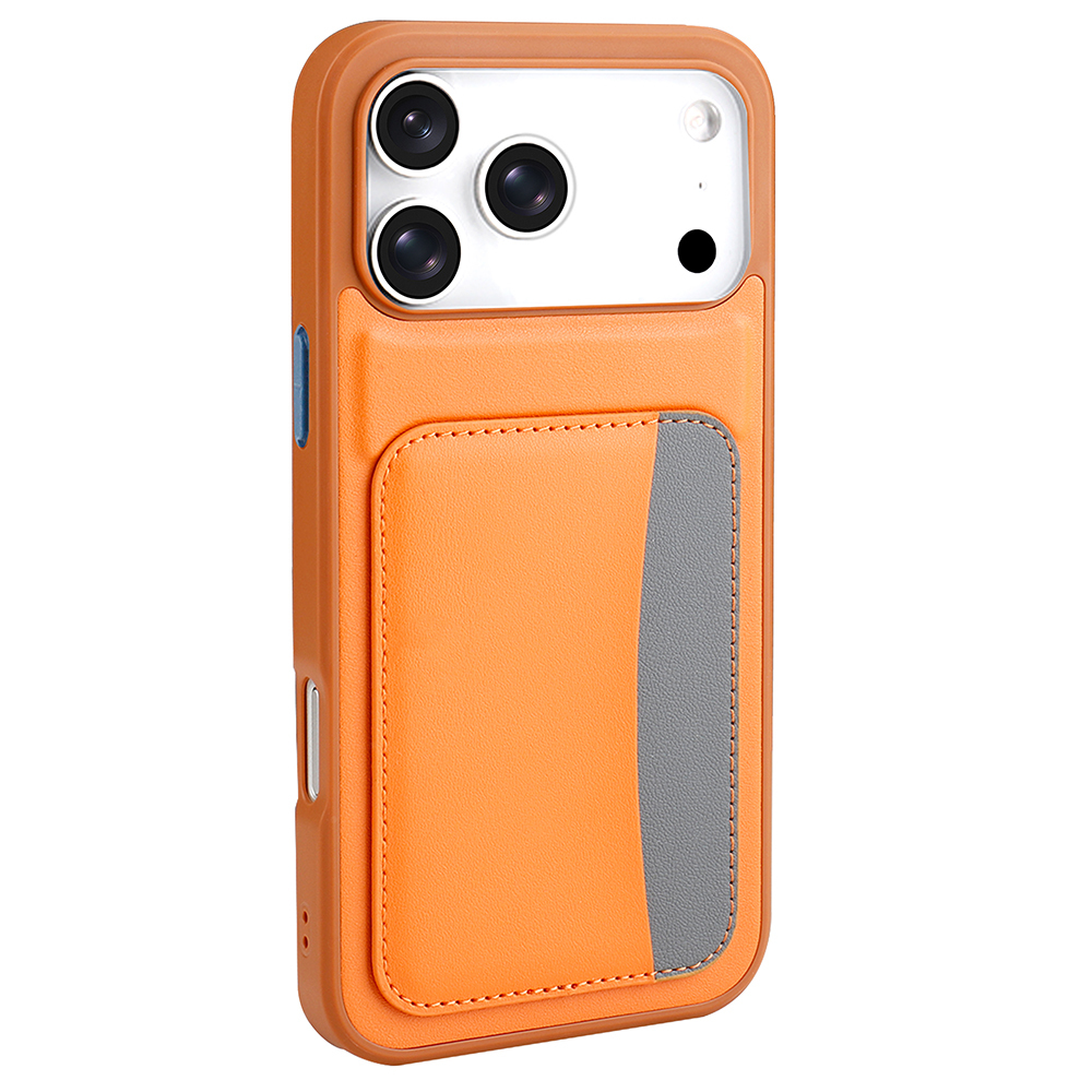 GPACK iPhone 17 Pro Uyumlu Kartlıklı X-Kart Silikon Telefon Kılıfı Turuncu
