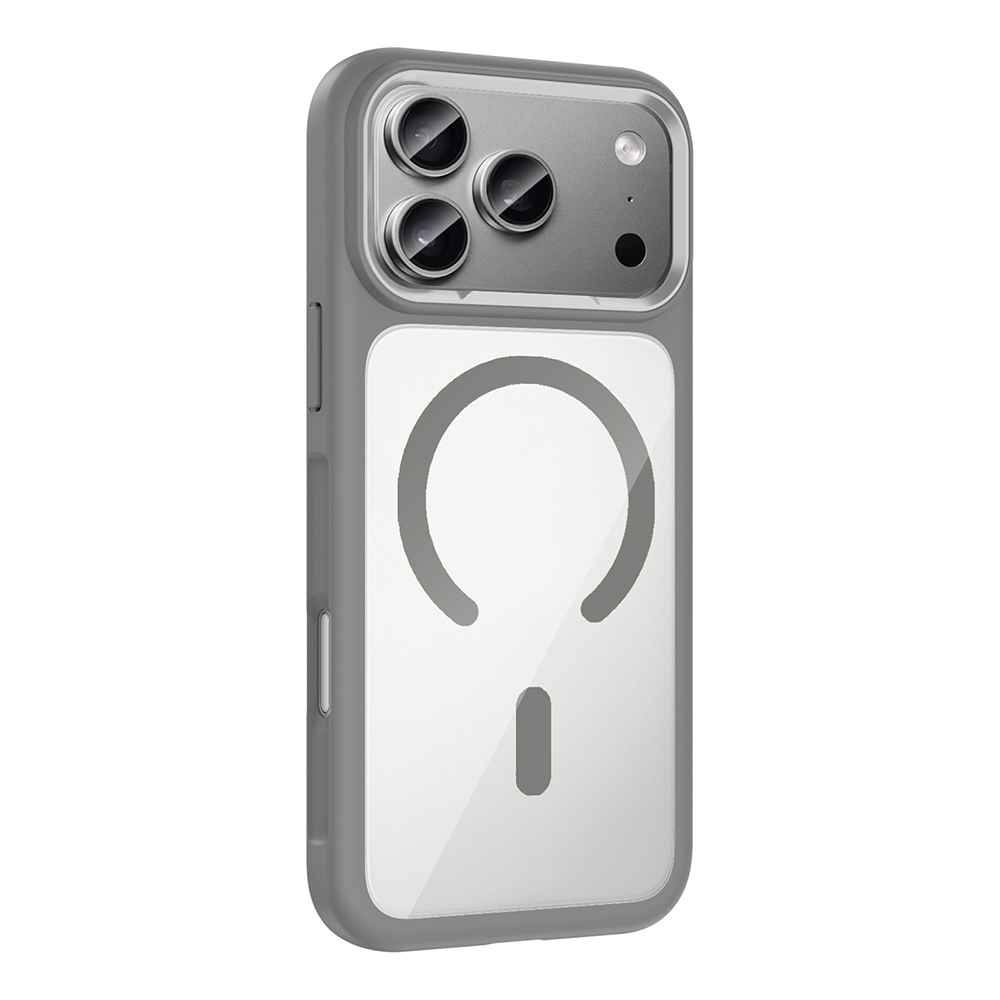 GPACK iPhone 17 Pro Max Uyumlu Tiko Metal Kamera Çerçeveli M-Safe Şarj Özellikli Telefon Kılıfı Gri