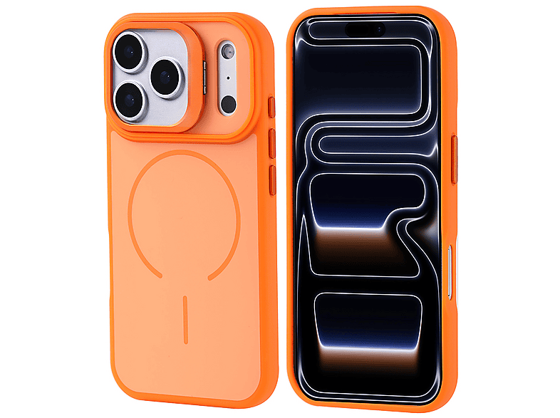 GPACK iPhone 17 Pro Uyumlu Notron Kamera Standlı M-Safe Şarj Özellikli Telefon Kılıfı Turuncu