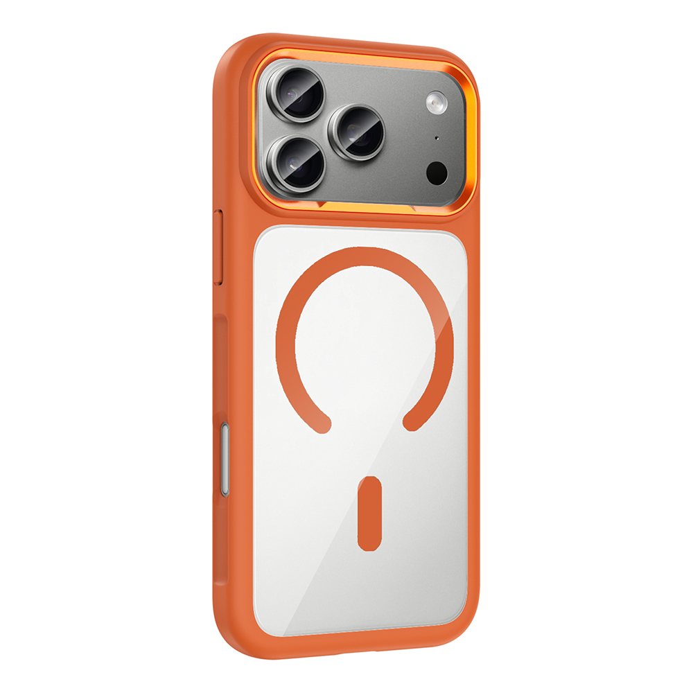 GPACK iPhone 17 Pro Max Uyumlu Tiko Metal Kamera Çerçeveli M-Safe Şarj Özellikli Telefon Kılıfı Turuncu