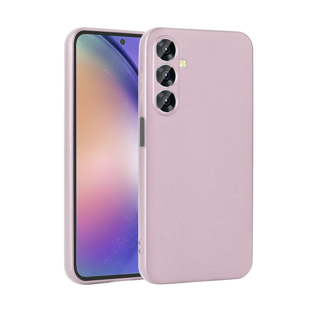 Pembe telefon kılıflarının yakın çekimi, biri telefon içinde, kamera ve düğmeleri gösteriyor.