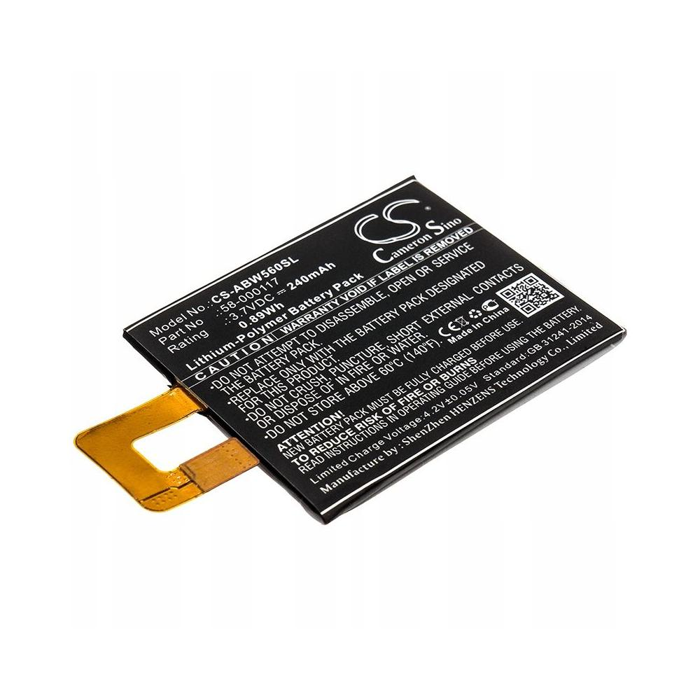 Czarny akumulator z białym tekstem. Ma złącze i logo. Widoczne są etykiety z ostrzeżeniami i specyfikacjami.