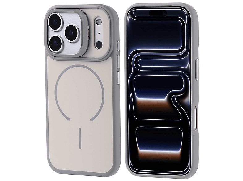 GPACK iPhone 17 Pro Uyumlu Notron Kamera Standlı M-Safe Şarj Özellikli Telefon Kılıfı Gri