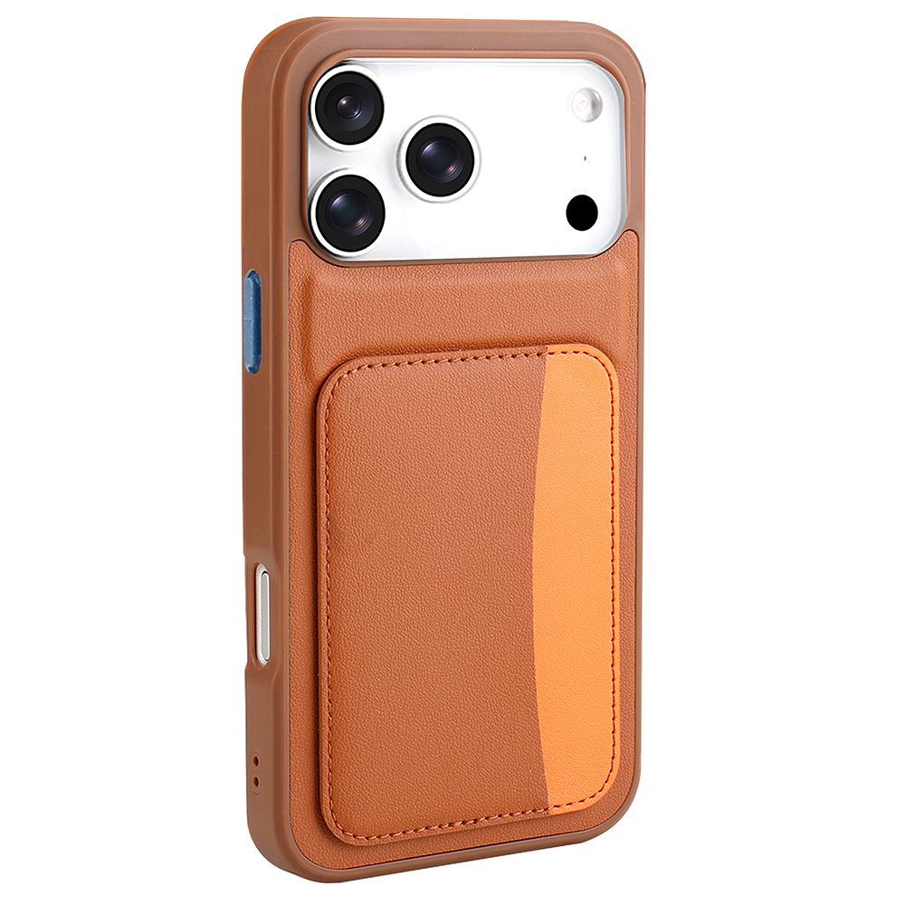GPACK iPhone 17 Pro Max Uyumlu Kartlıklı X-Kart Silikon Telefon Kılıfı Kahverengi