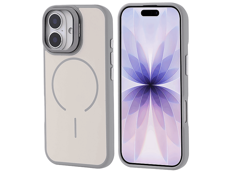 GPACK iPhone 17 Uyumlu Notron Kamera Standlı M-Safe Şarj Özellikli Telefon Kılıfı Gri