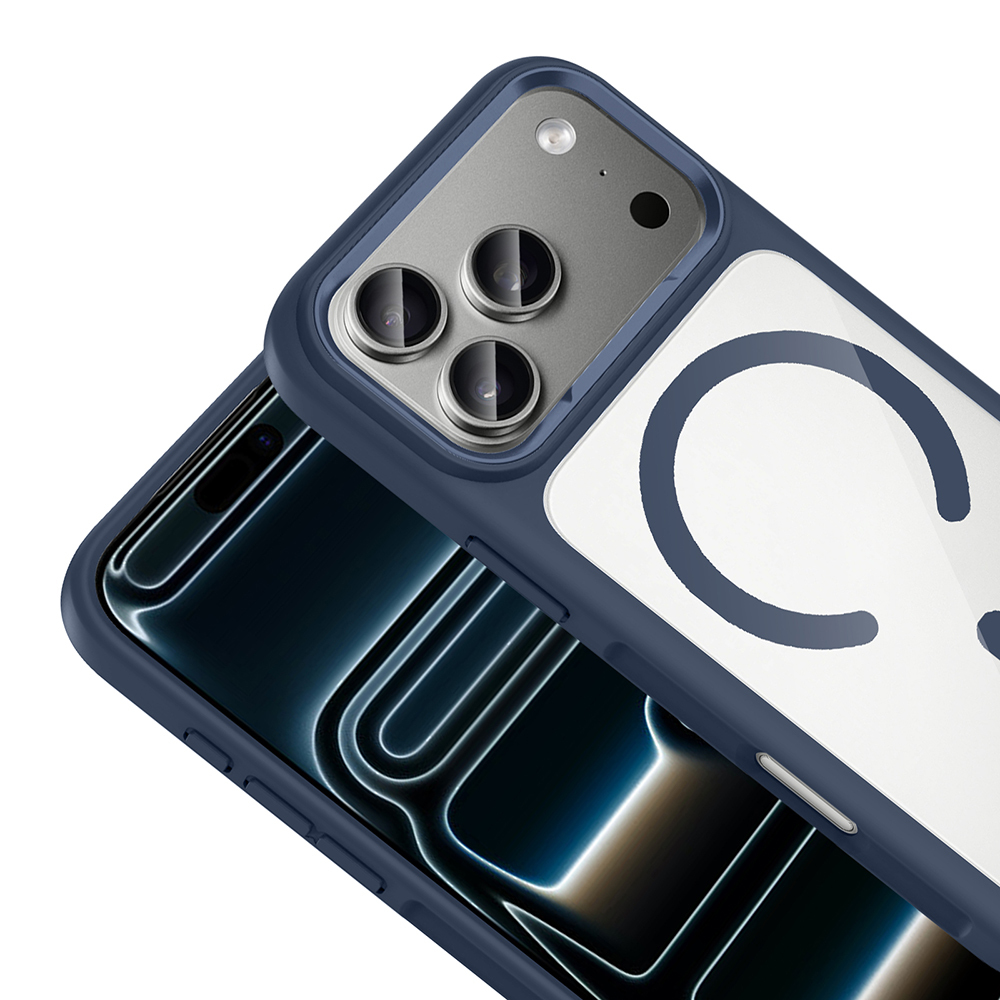 GPACK iPhone 17 Pro Max Uyumlu Tiko Metal Kamera Çerçeveli M-Safe Şarj Özellikli Telefon Kılıfı Lacivert