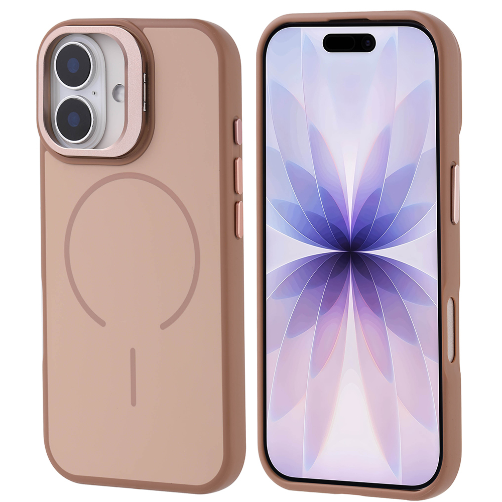 İki telefon kılıfı, biri telefon içinde, diğeri arkasını gösteriyor. Her ikisi de açık kahverengi.