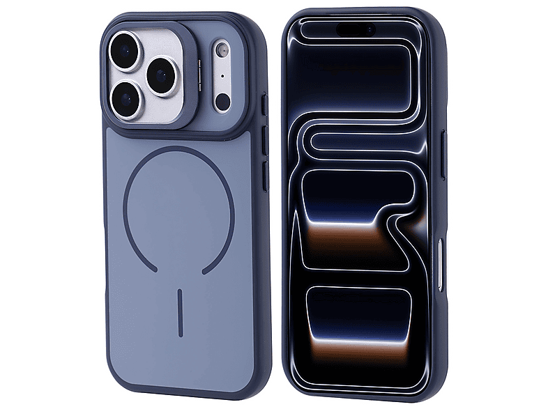 GPACK iPhone 17 Pro Uyumlu Notron Kamera Standlı M-Safe Şarj Özellikli Telefon Kılıfı Lacivert