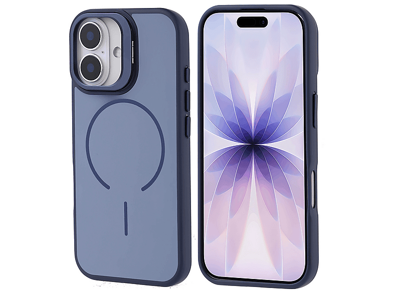 LOPARD iPhone 17 Uyumlu Mgsafe Şarj Özellikli Kamera Standlı Notron Kapak Telefon Kılıfı Lacivert