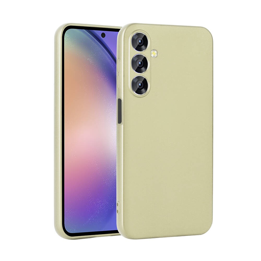 Açık yeşil bir telefon kılıfı ve bir telefon gösteriliyor. Telefondan üç kamera merceği var. Telefonun ekranı görünüyor.