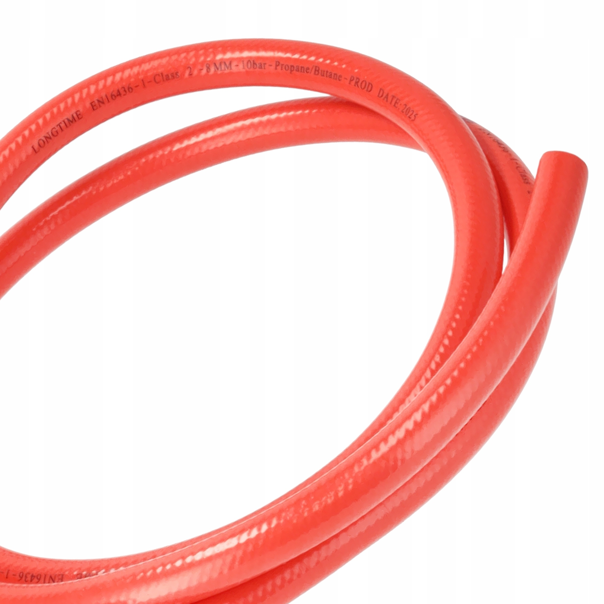 Czerwony wąż z tekstem, zakrzywiony na białym tle. Tekst zawiera 'LONGTIME' i '2025'.