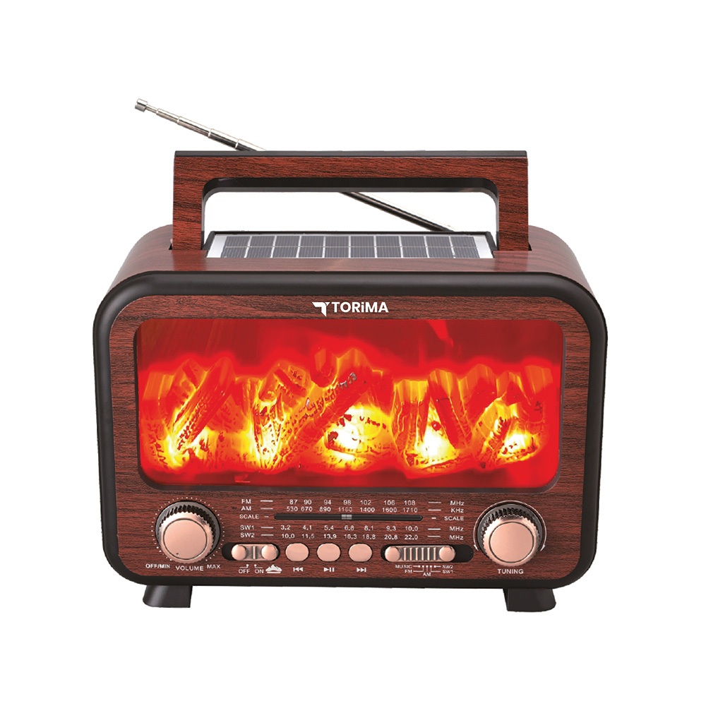 TORIMA D72 Nostalji Kablosuz Speaker Solar Panelli Bluetooth Hoparlör Ahşap