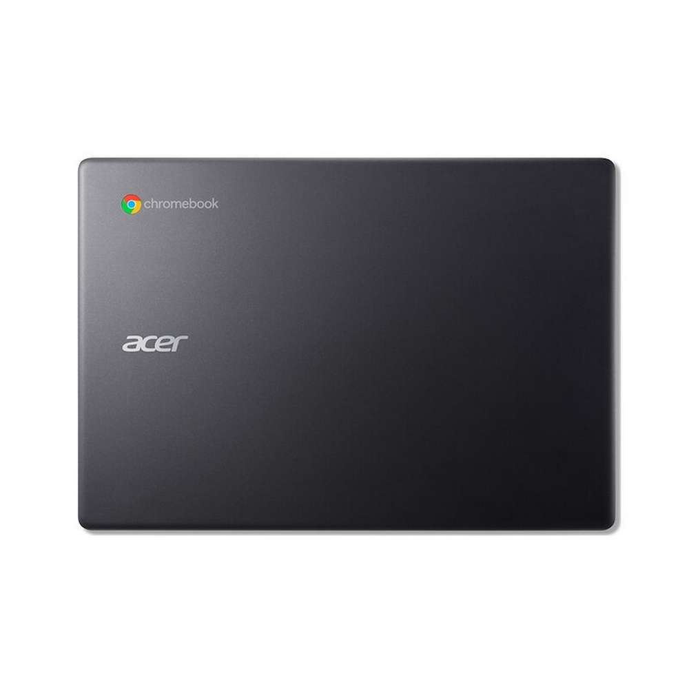 Un laptop Acer Chromebook nero chiuso su sfondo bianco. Il logo Chromebook e il marchio Acer sono visibili.