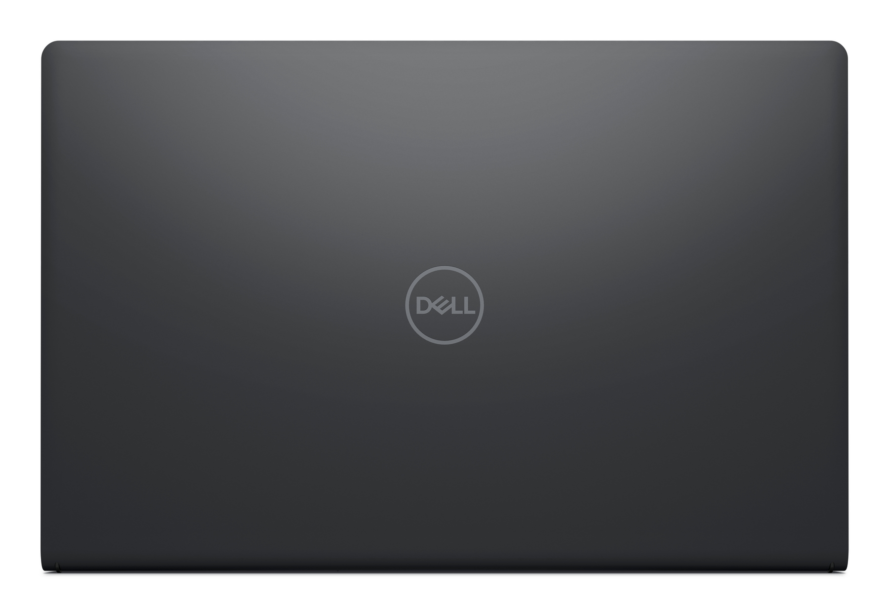 Laptop Dell grigio scuro chiuso. Il logo Dell è al centro. Il laptop è su sfondo bianco.