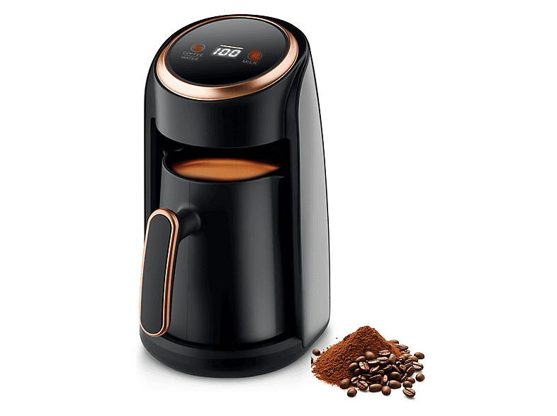 DEBUY Turkish Coffee Pot 3-in-1–600W Elektrischer Wasserkocher für Kaffee, Tee und Milch,300ml türkische Kaffeekanne Schwarz