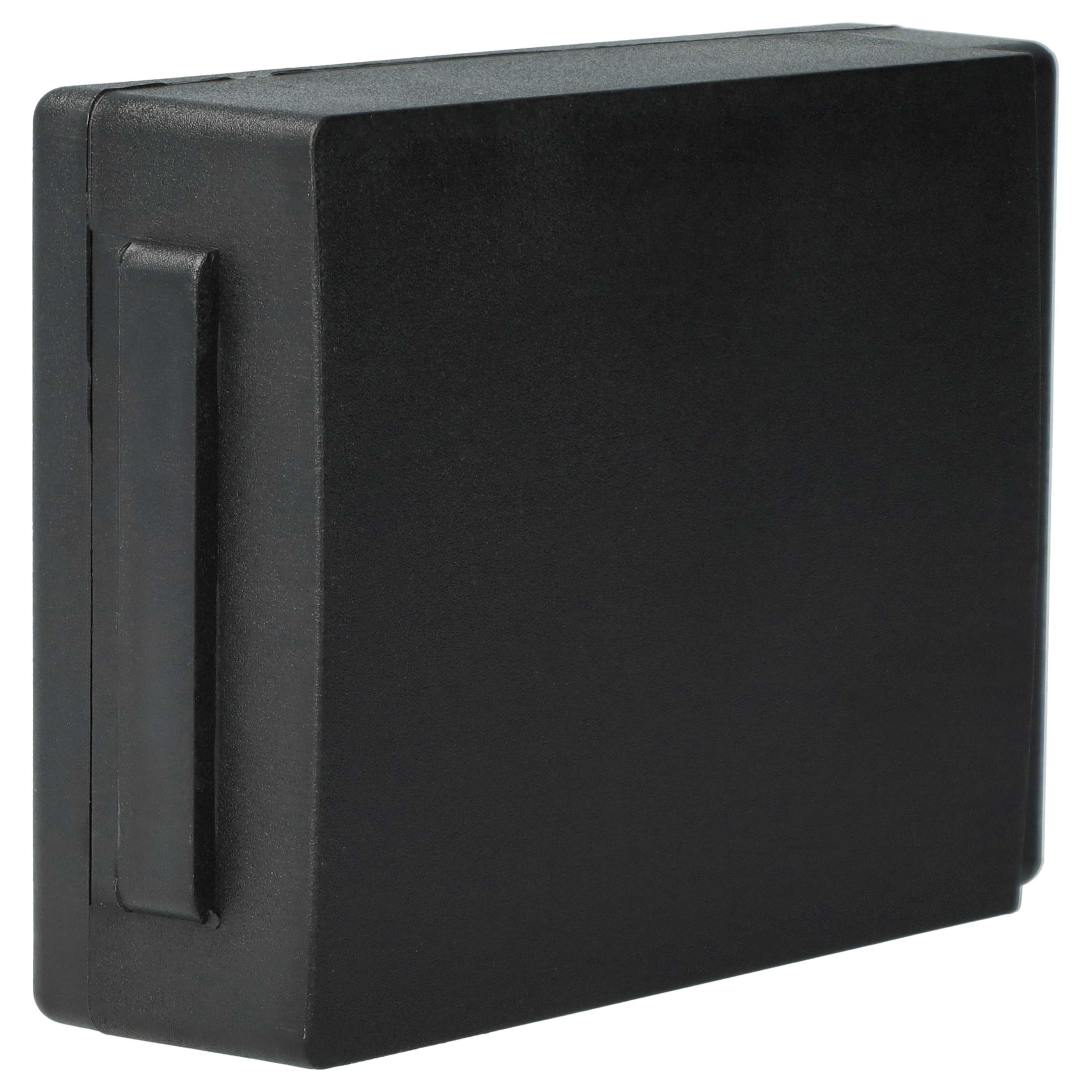 Eine schwarze, rechteckige Box mit Griff. Der Griff befindet sich auf der linken Seite. Der Hintergrund ist weiß.