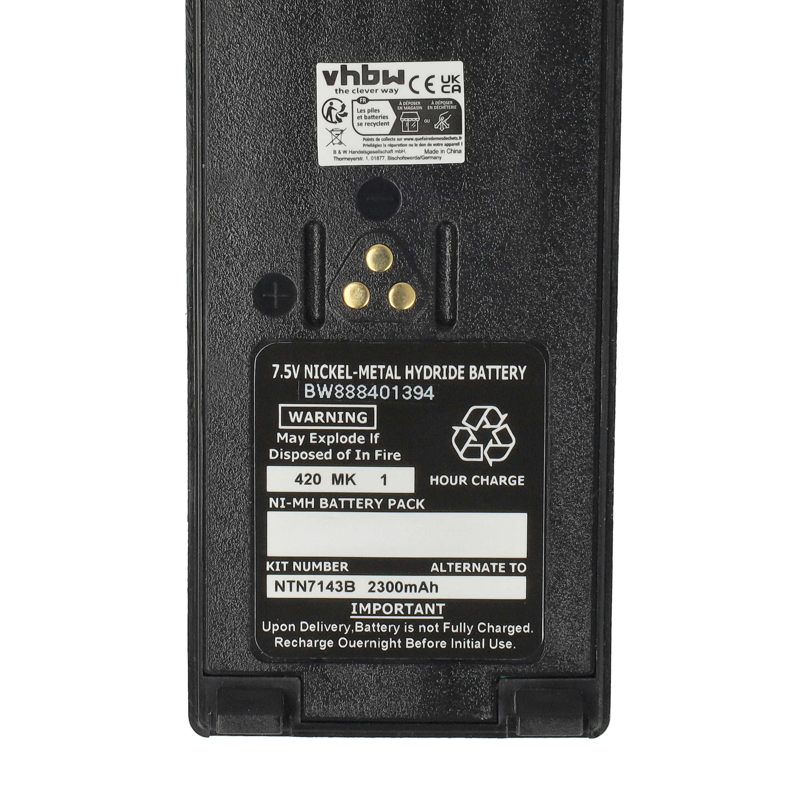 Schwarzes Akkupack mit Warnhinweisen und Text. Enthält Recycling-Symbole und technische Daten.