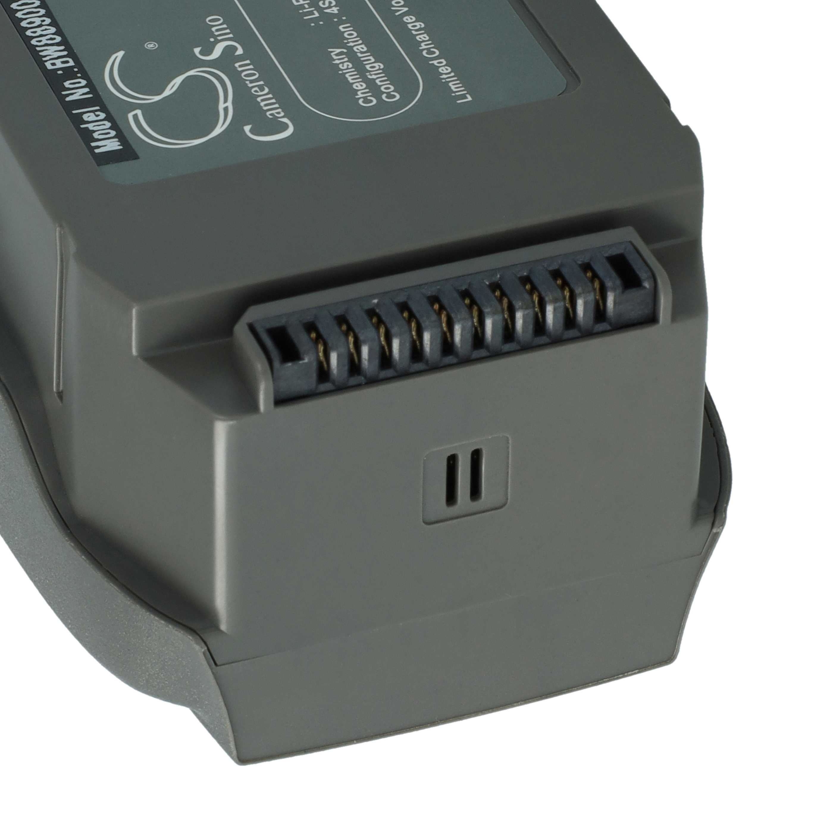 Ein graues Batteriepack mit Stecker und Markenetikett. Modell-Nr. BW88900. Hat einen Stecker mit Goldpins.