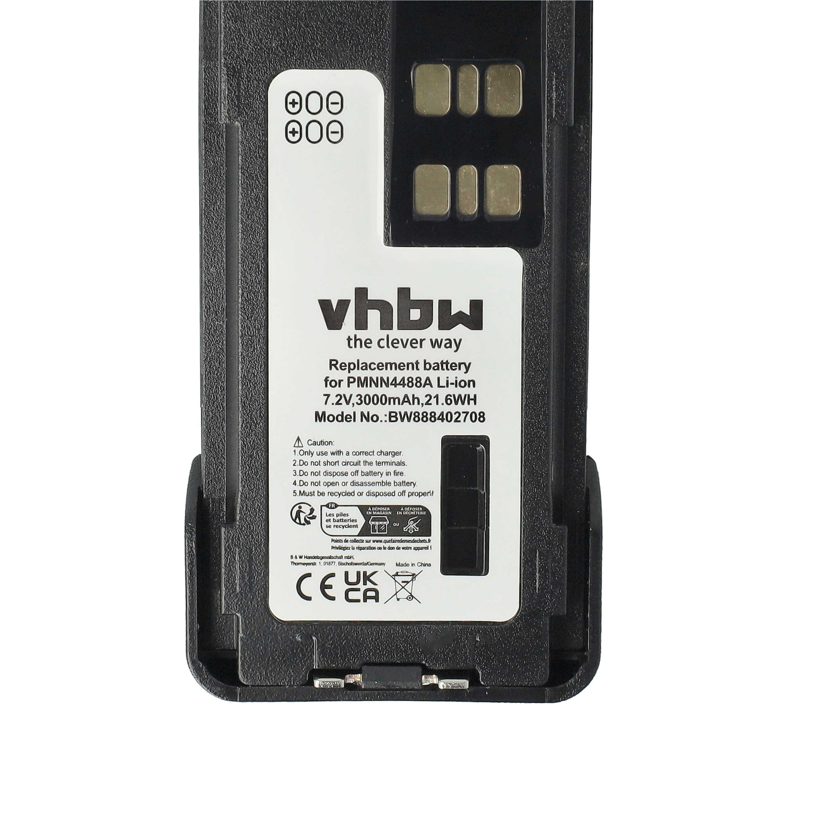 Ein Batterieetikett mit Text und Symbolen. Oben befinden sich Symbole, in der Mitte der Markenname und unten Warnhinweise.