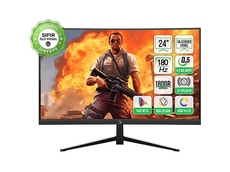 GAMEPOWER Vivid T40 Curved Va 24 inç Full-HD 0,5 ms 180 Hz Gaming