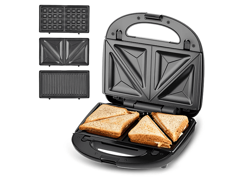 DEBUY 3in1 850W Wechselplatten Sandwichmaker Schwarz