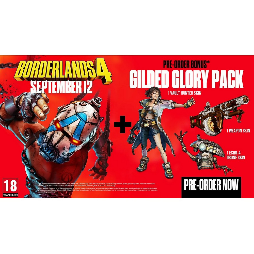 Annuncio del gioco Borderlands 4 con personaggi, armi e dettagli bonus. Prenota ora!
