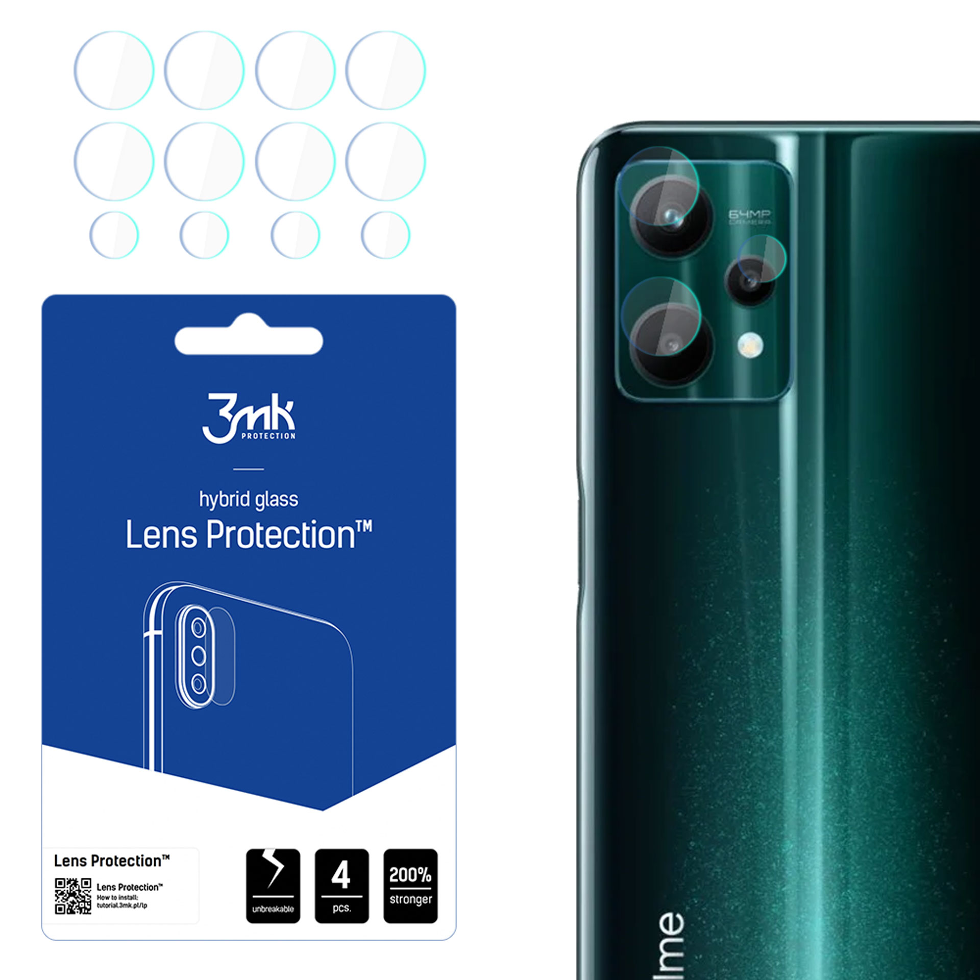 Pellicola Protettiva In Vetro Temperato Per Fotocamera Posteriore Di Realme 7 Pro (3 Pezzi) – HD 9H, Anti Graffio