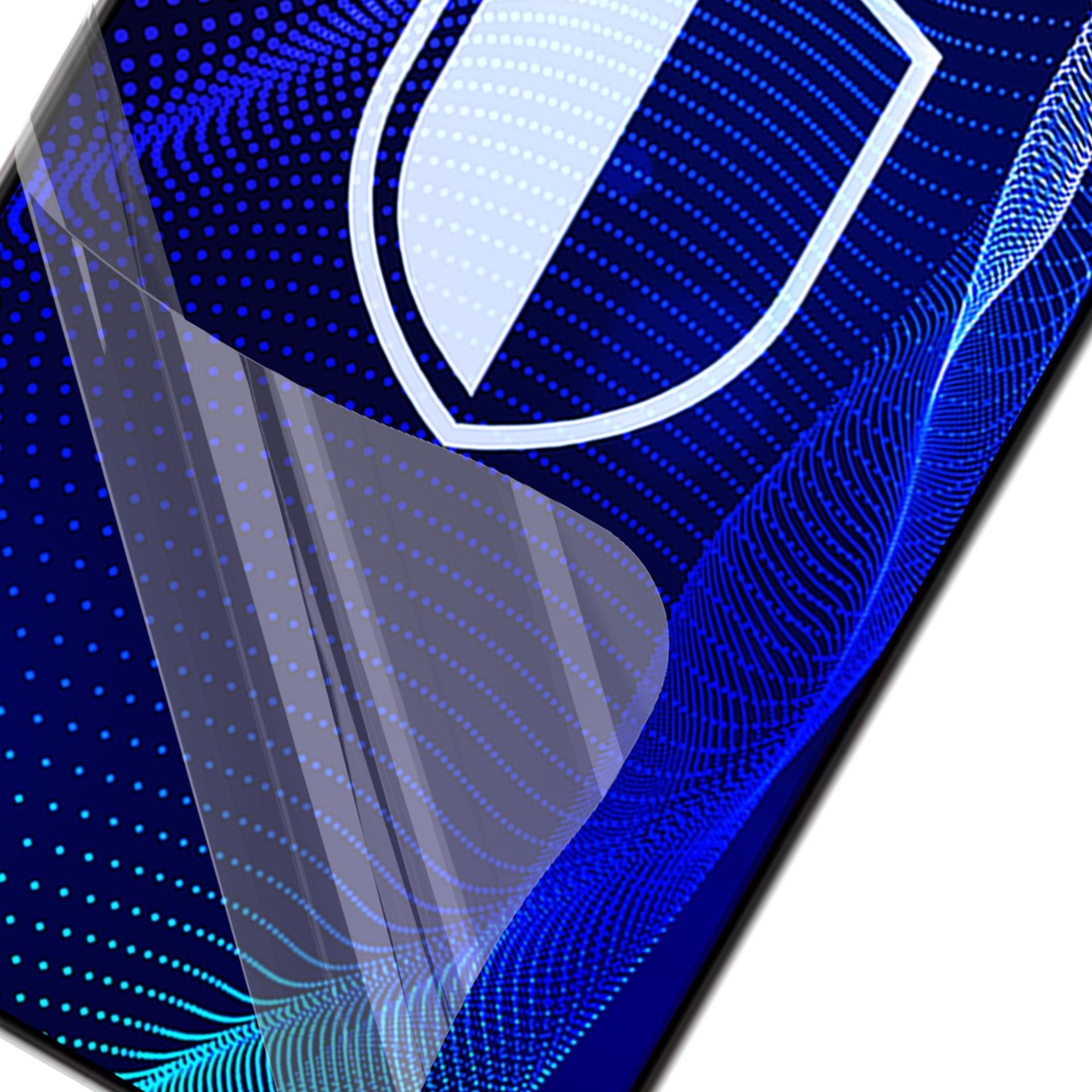 Abstrakcyjny niebieski wzór z tarczą, folia ochronna na ekranie.