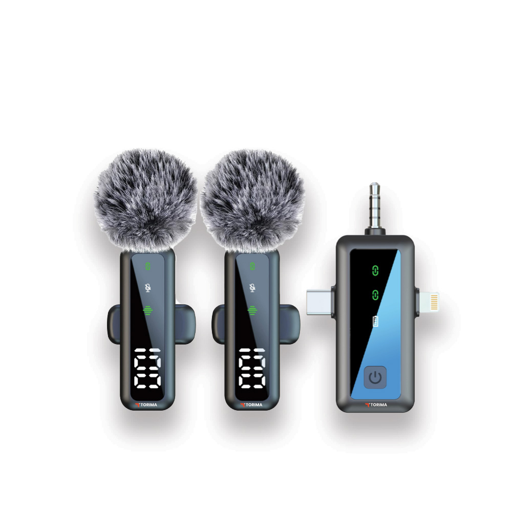 TORIMA H68 Type-C Lightning Aux 2li 3in1 Kablosuz Yaka Mikrofonu