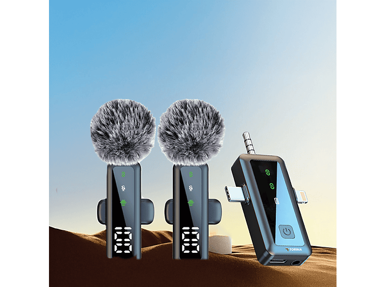 TORIMA H68 Type-C Lightning Aux 2li 3in1 Kablosuz Yaka Mikrofonu