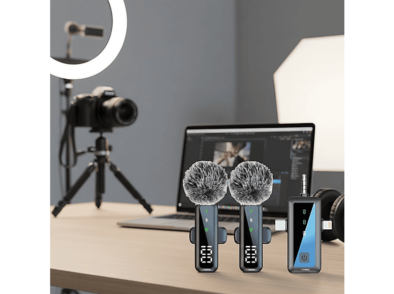 TORIMA H68 Type-C Lightning Aux 2li 3in1 Kablosuz Yaka Mikrofonu