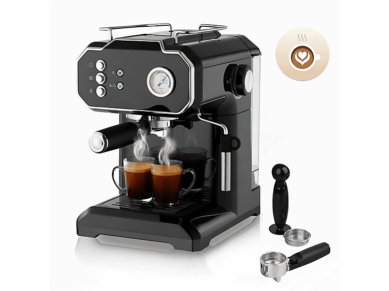 DEBUY 850W 20 Bar Manometer 1,5L  850W 20 Espresso-Maschine Schwarz