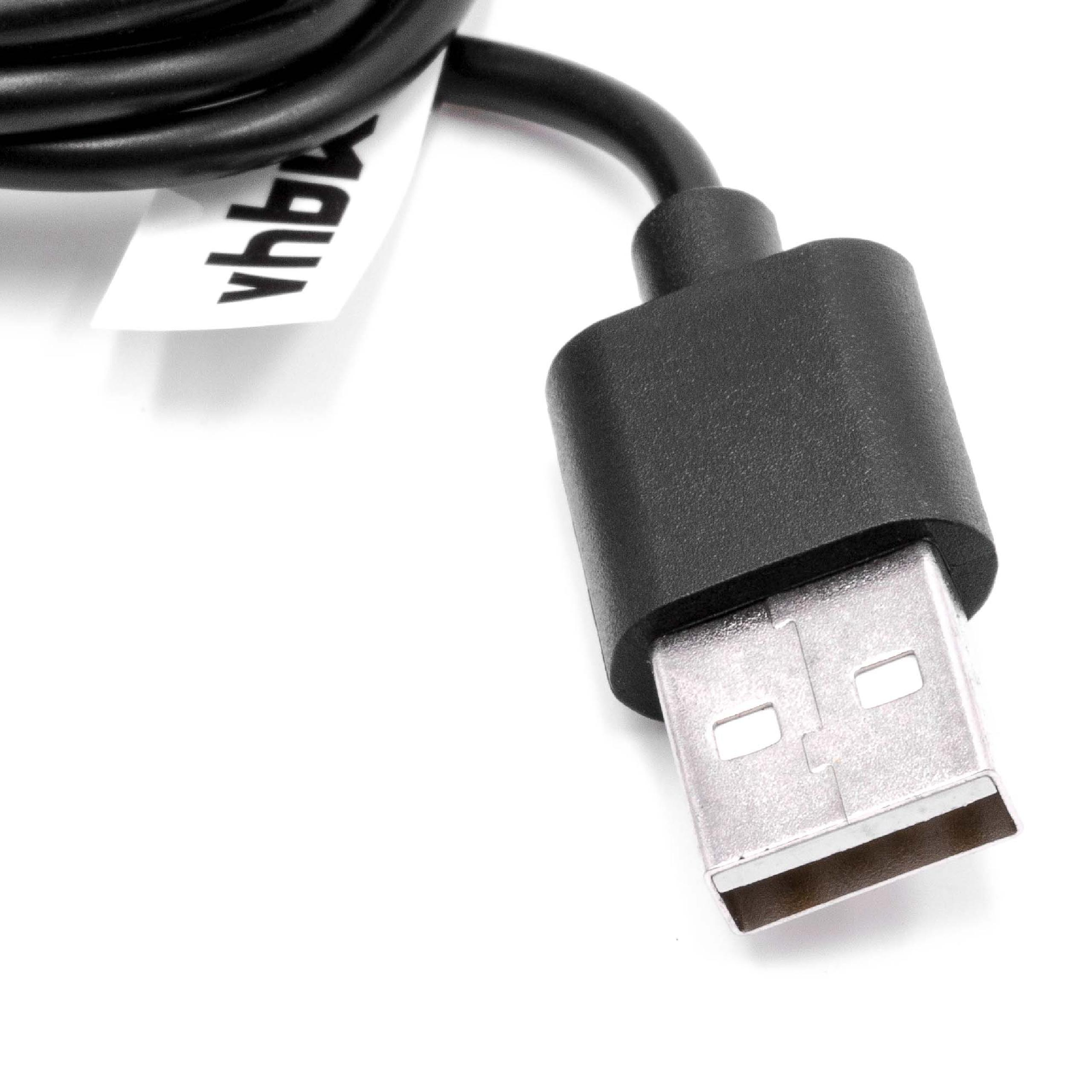 Nahaufnahme eines USB-Kabels. Das USB-Ende ist schwarz. Der Hintergrund ist weiß.