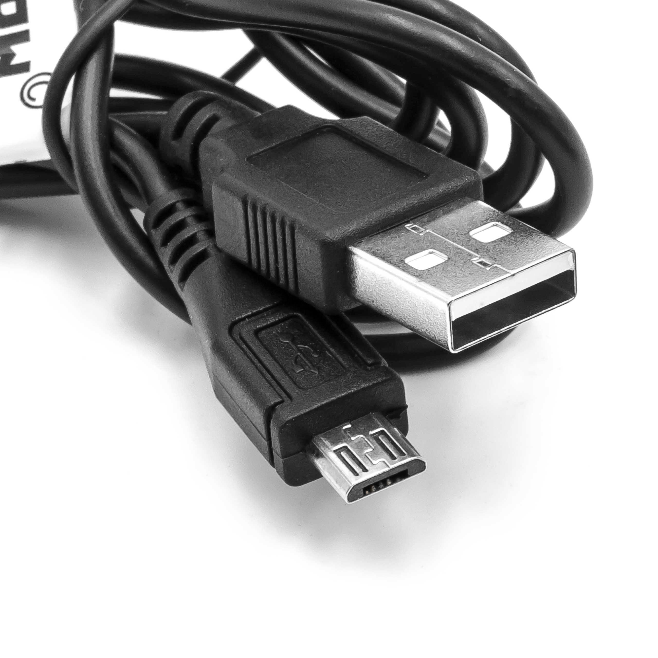 Ein schwarzes USB-Kabel mit zwei Anschlüssen liegt auf weißem Grund. Das Kabel ist aufgerollt.