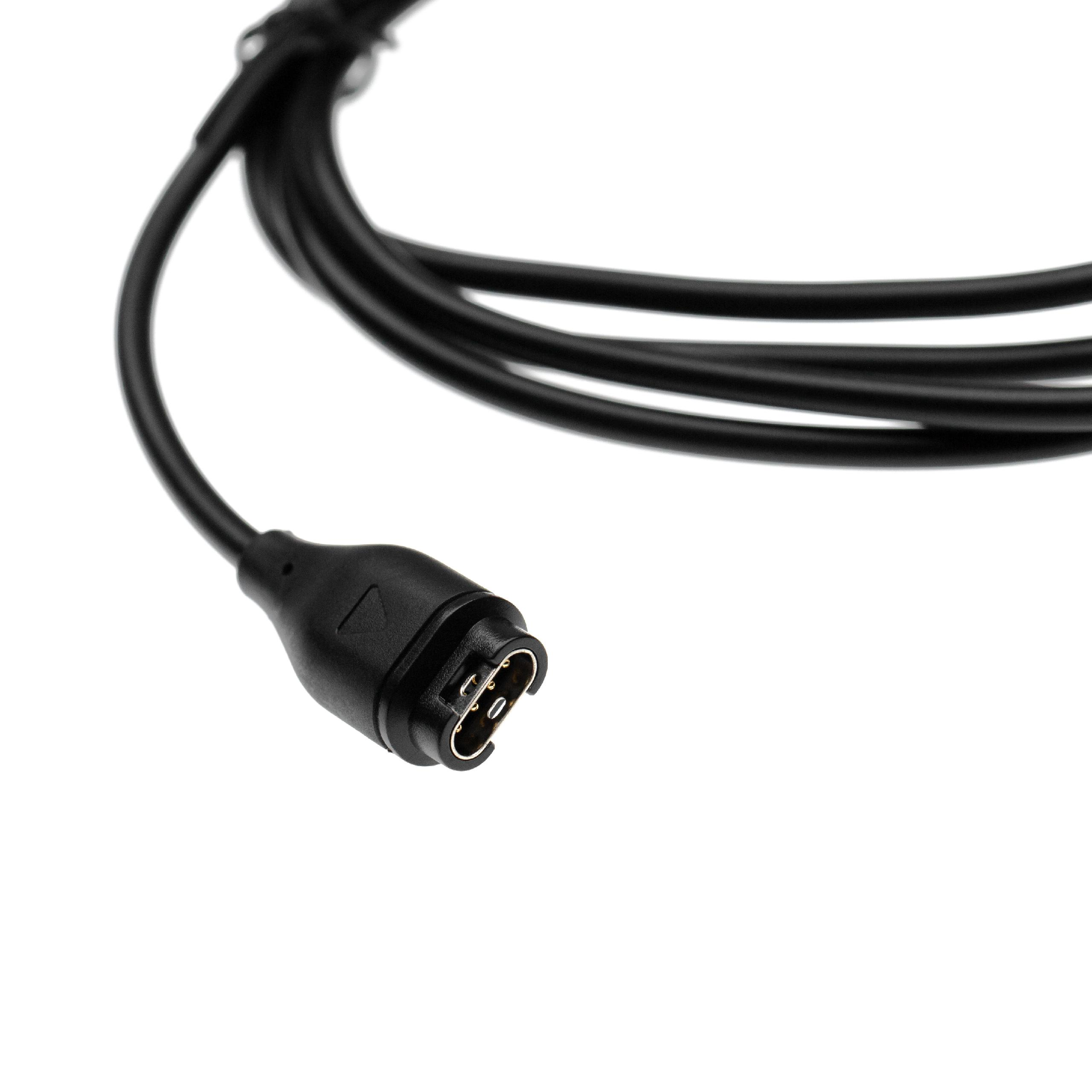 Schwarzes Kabel mit Stecker auf weißem Hintergrund. Der Stecker hat mehrere Pins.