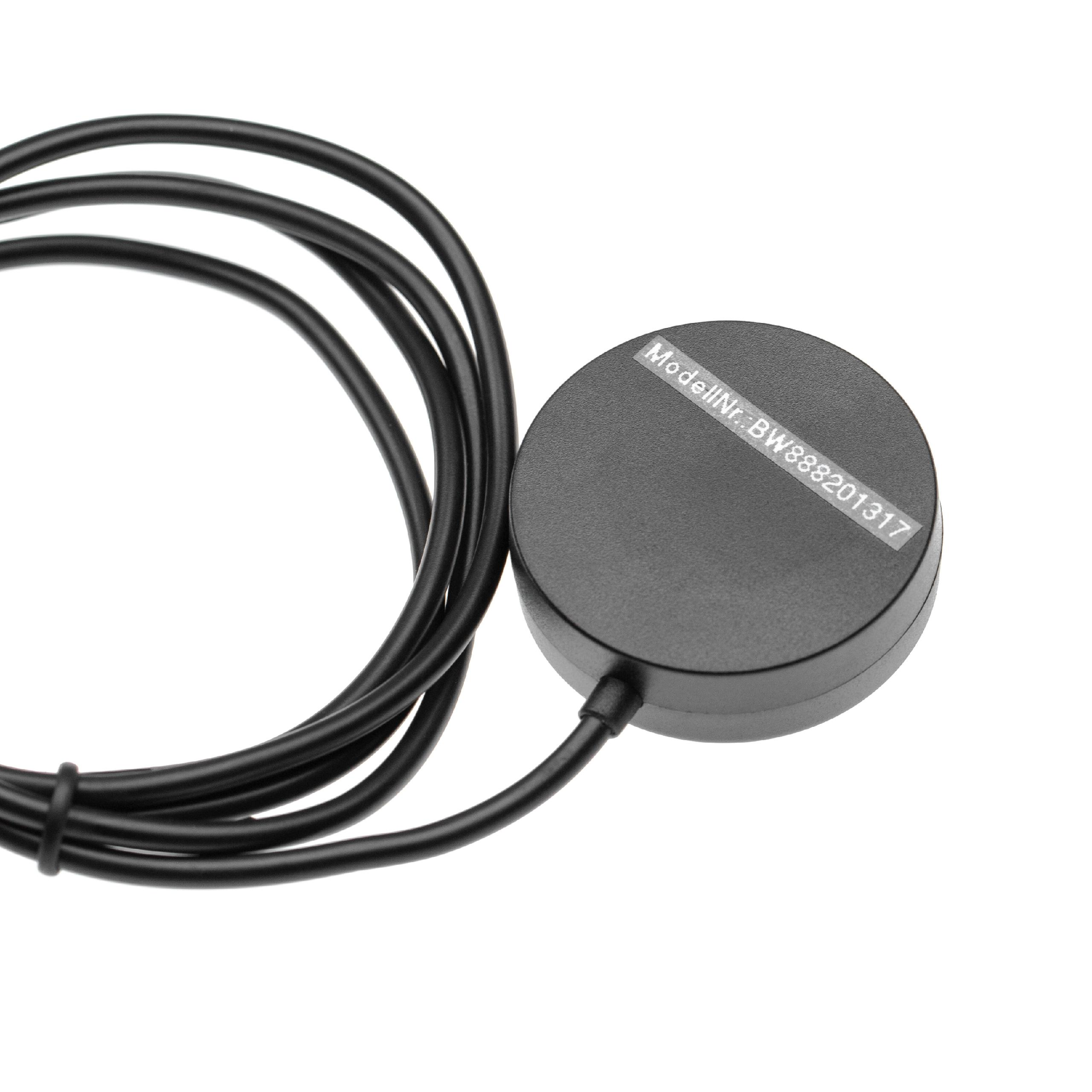 Ein schwarzes kreisförmiges Gerät mit Kabel auf weißem Hintergrund. Text: ModelNr. BW88201317.