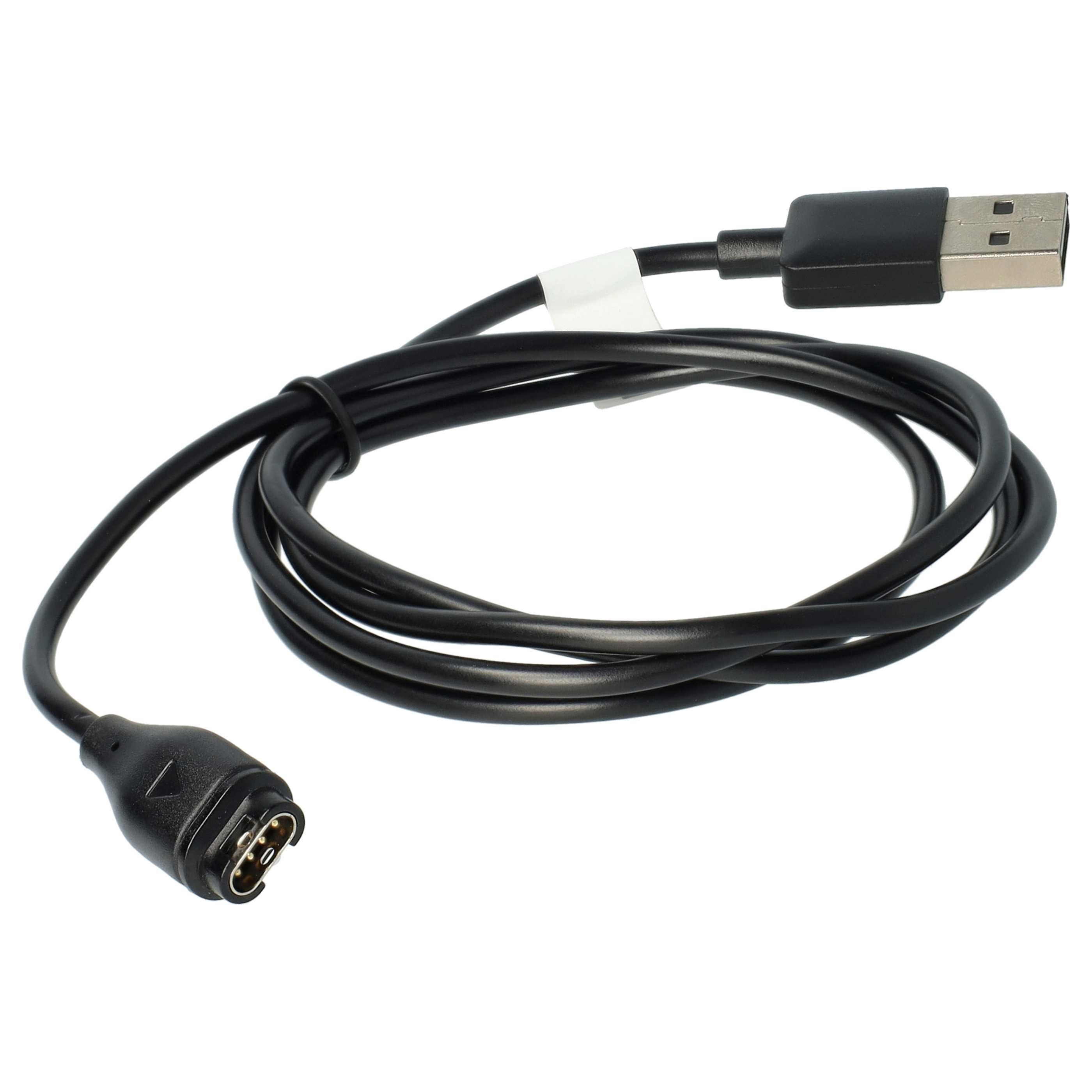 Schwarzes USB-Kabel mit schwarzem Stecker an einem Ende und USB-Stecker am anderen, auf weißer Oberfläche.