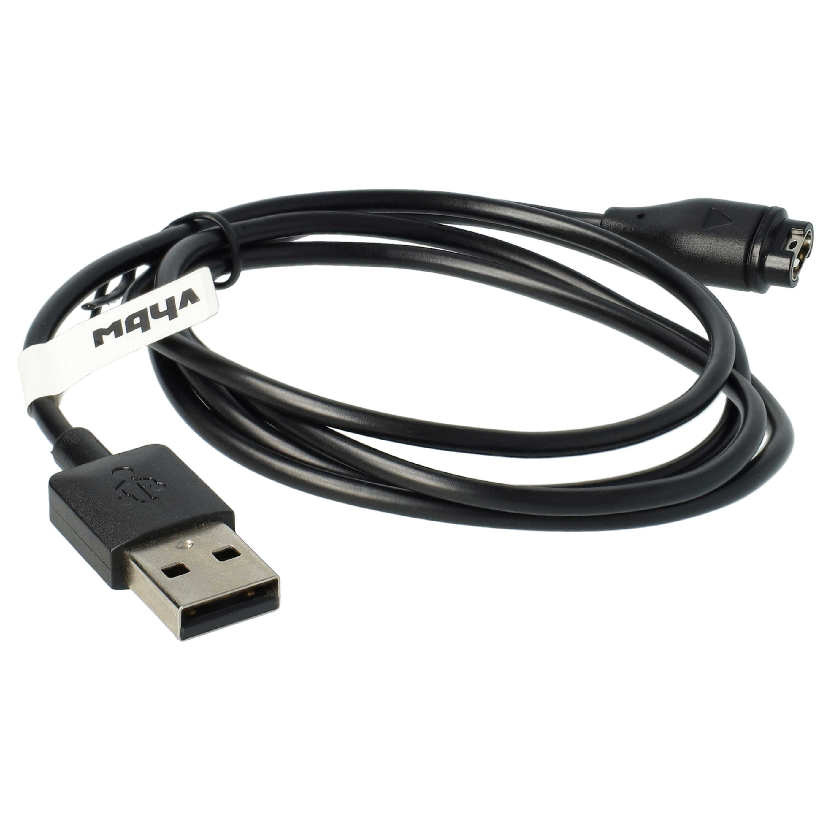 Ein schwarzes USB-Kabel mit einem weißen Etikett mit der Aufschrift "M44A". Das Kabel hat einen USB-A- und einen Rundstecker.