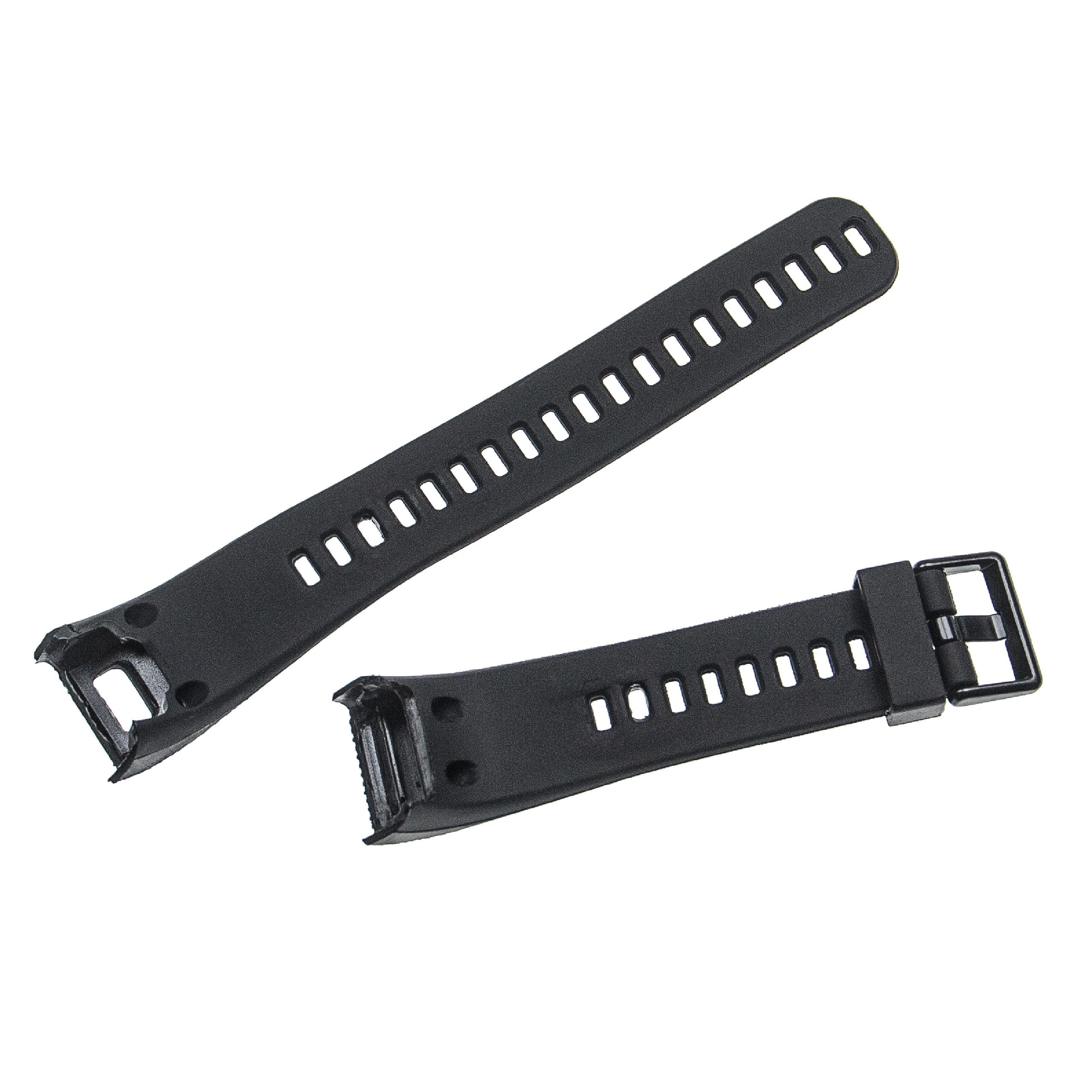 Zwei schwarze Armbänder auf weißem Hintergrund. Eines hat eine Schnalle, beide haben Löcher.