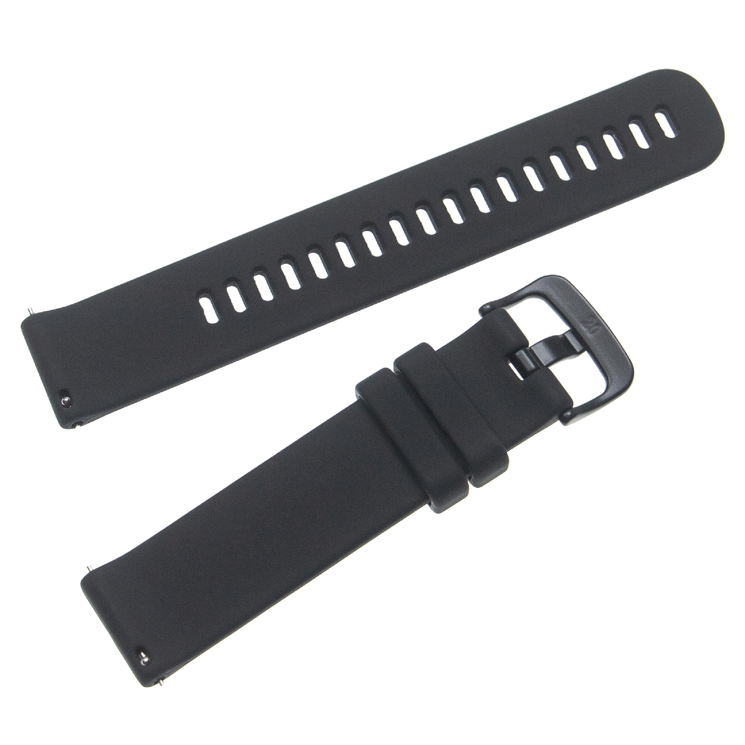 Zwei schwarze Uhrenarmbänder auf weißem Hintergrund. Eines hat Löcher, das andere eine Schnalle.