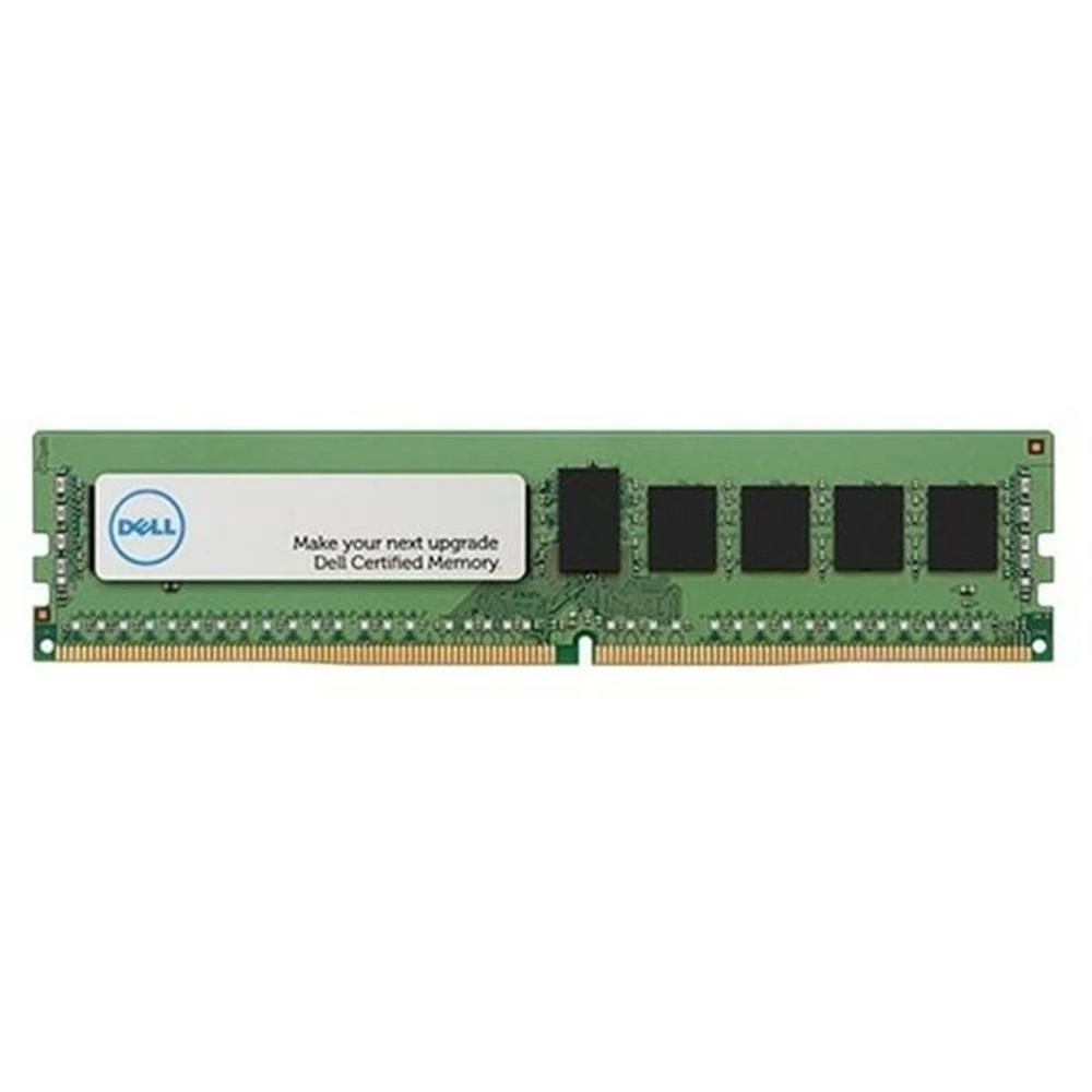 Zielony moduł RAM z czarnymi chipami. Ma logo Dell i tekst 'Make your next upgrade Dell Certified Memory'.