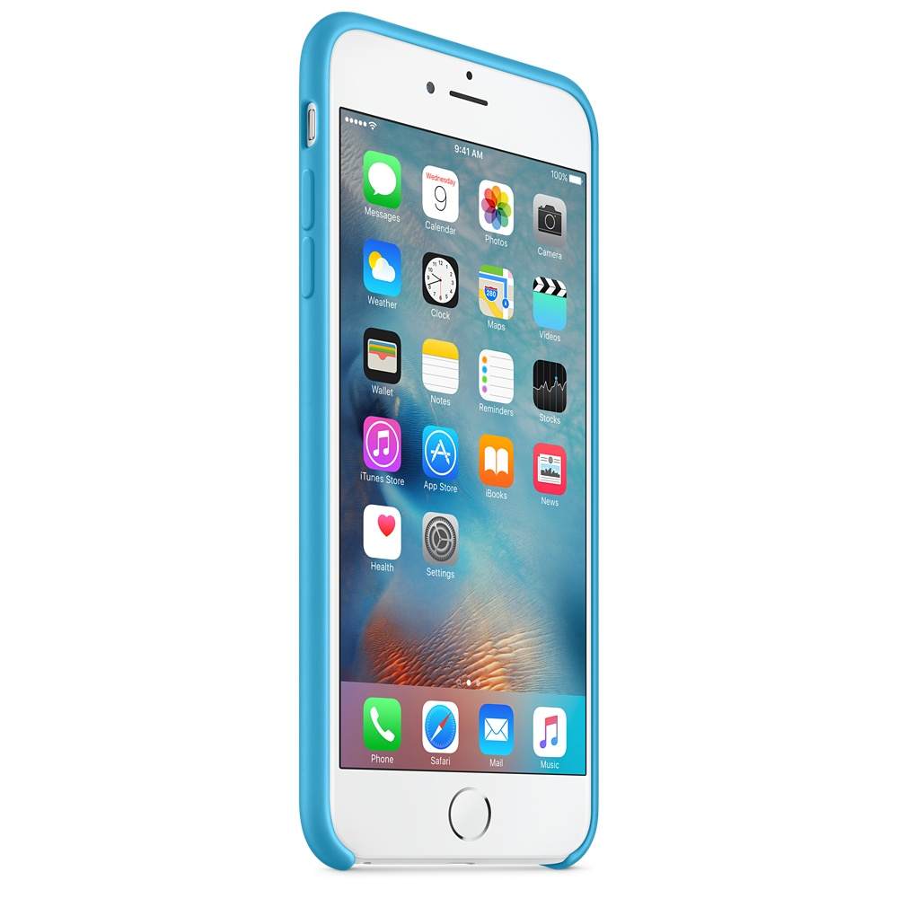 Un iPhone con una funda azul. La pantalla muestra iconos de aplicaciones, hora y porcentaje de batería. El teléfono está en ángulo.