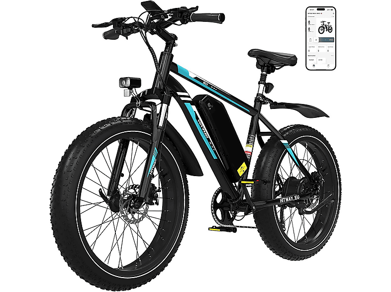HITWAY BK15 All Terrain Bike (ATB) (Laufradgröße: 26 Zoll, Unisex-Rad, 748,8Wh, schwarz)