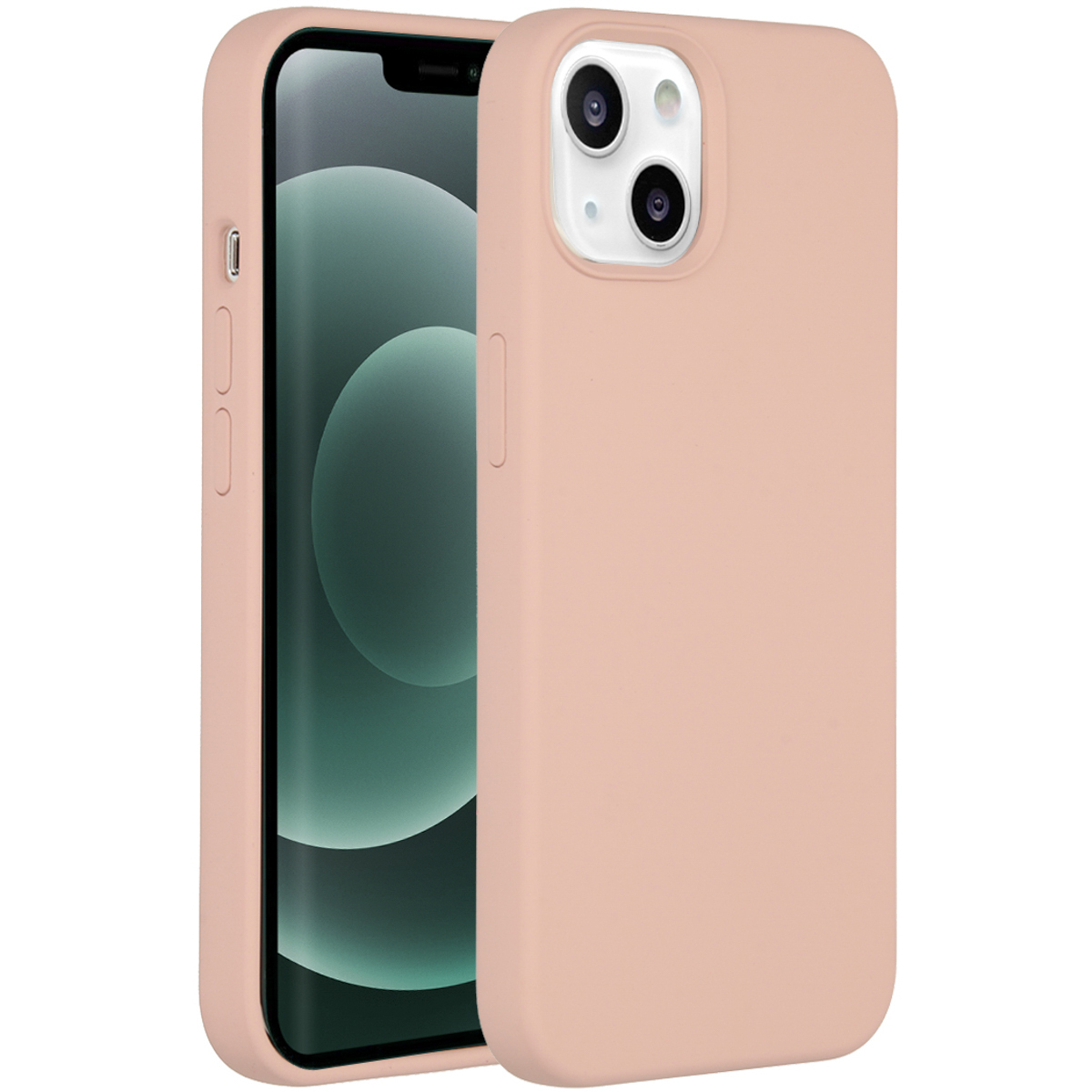 Twee smartphones in roze hoesjes. Eén toont het scherm. De andere heeft de camera zichtbaar. Witte achtergrond.
