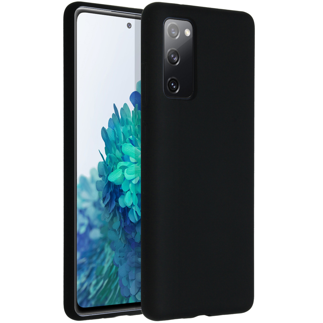 Una custodia nera per telefono accanto a un telefono con schermo con motivo floreale blu e verde. La custodia copre il telefono.