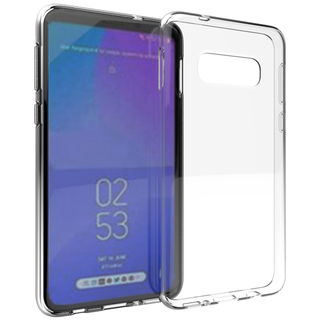 Un smartphone avec une coque de protection transparente. L'écran affiche l'heure 02:53. La coque est transparente.