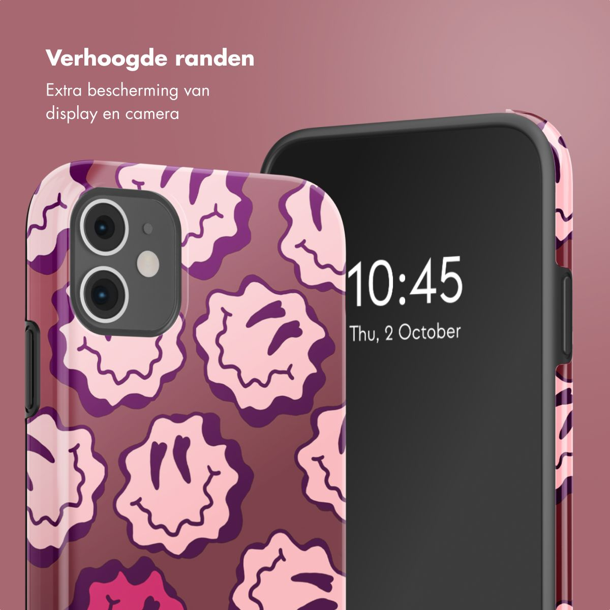 Due smartphone, uno con custodia a faccina sorridente. L'altro mostra l'ora 10:45 e la data, giovedì 2 ottobre.