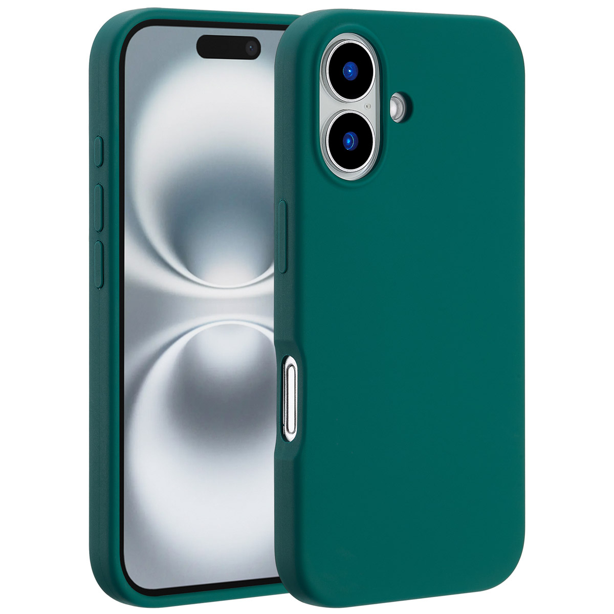 Deux coques de téléphone vertes. L'une est ouverte, révélant l'écran du téléphone. L'autre est fermée, montrant les lentilles de la caméra.