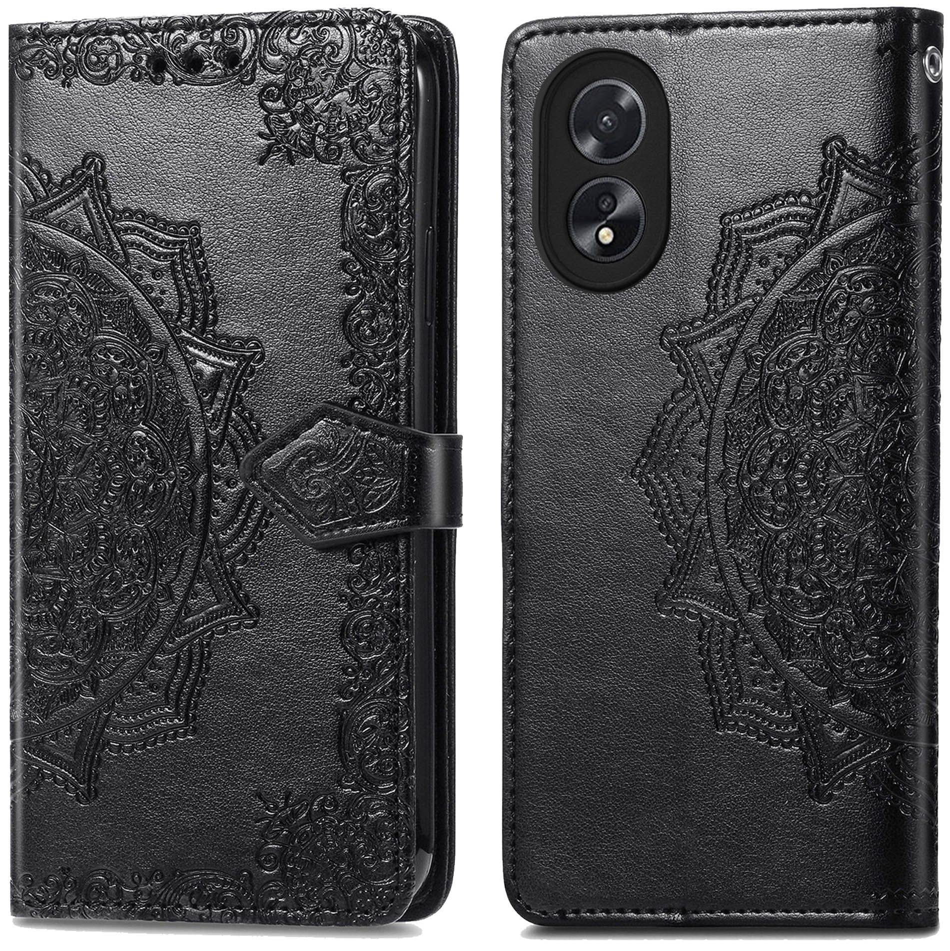 HONLEN Custodia Adatta per OPPO A18 / OPPO A38 (6.56 Inches), Cover per PC Armor Anello kickstand con Base Magnetica - Nero