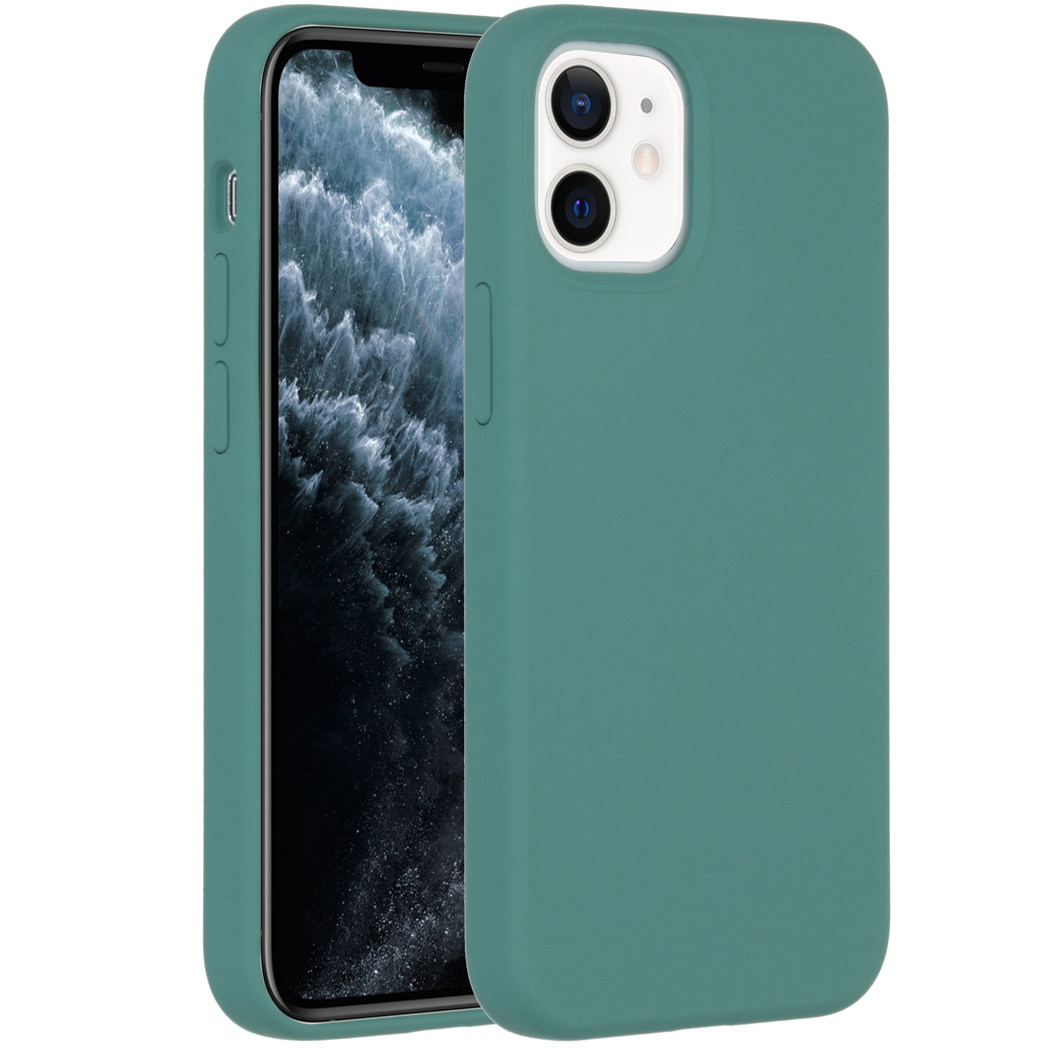 A teal phone case partially covers a phone displaying a stormy sea image. The case has a camera cutout and buttons.